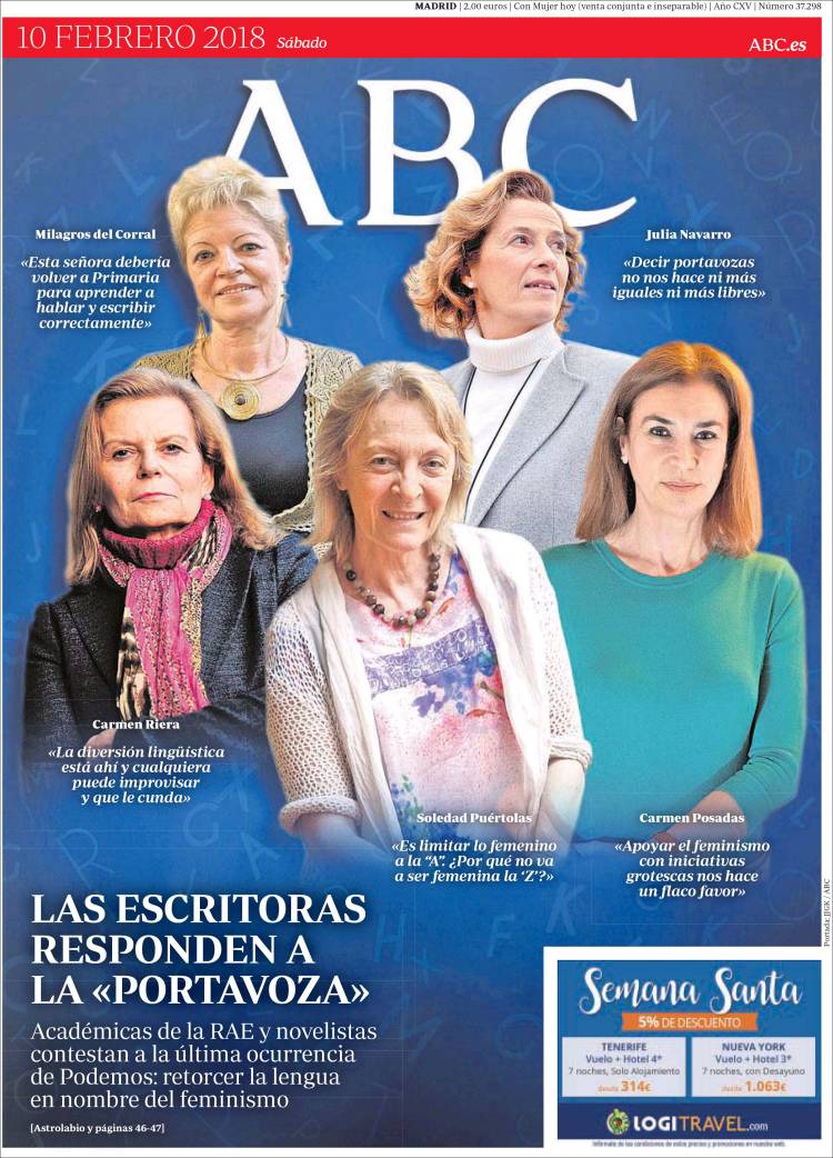 Portavoza en la portada de ABC